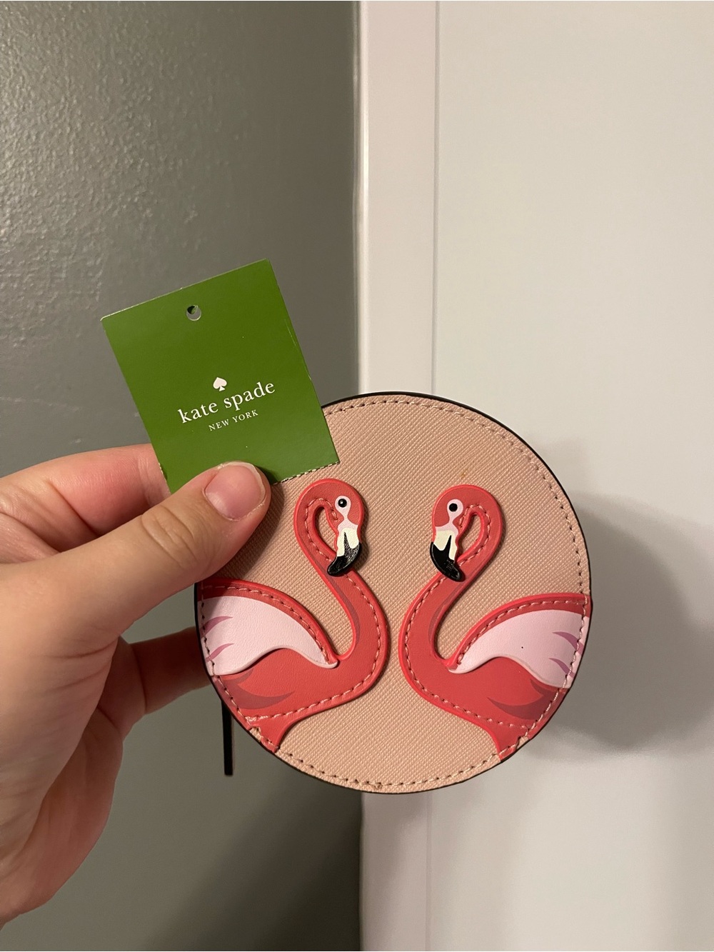 Kate Spade novelty, flamingo coin purse